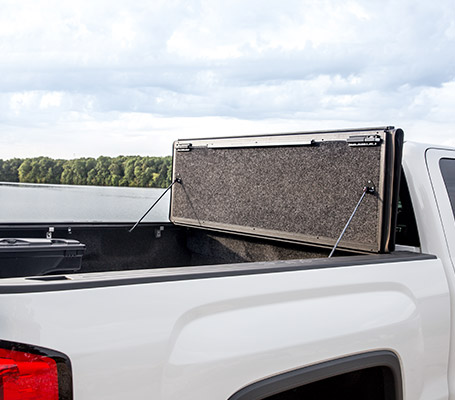 Built in prop rods secure the cover allowing your truck to be driven with the cover fully open.